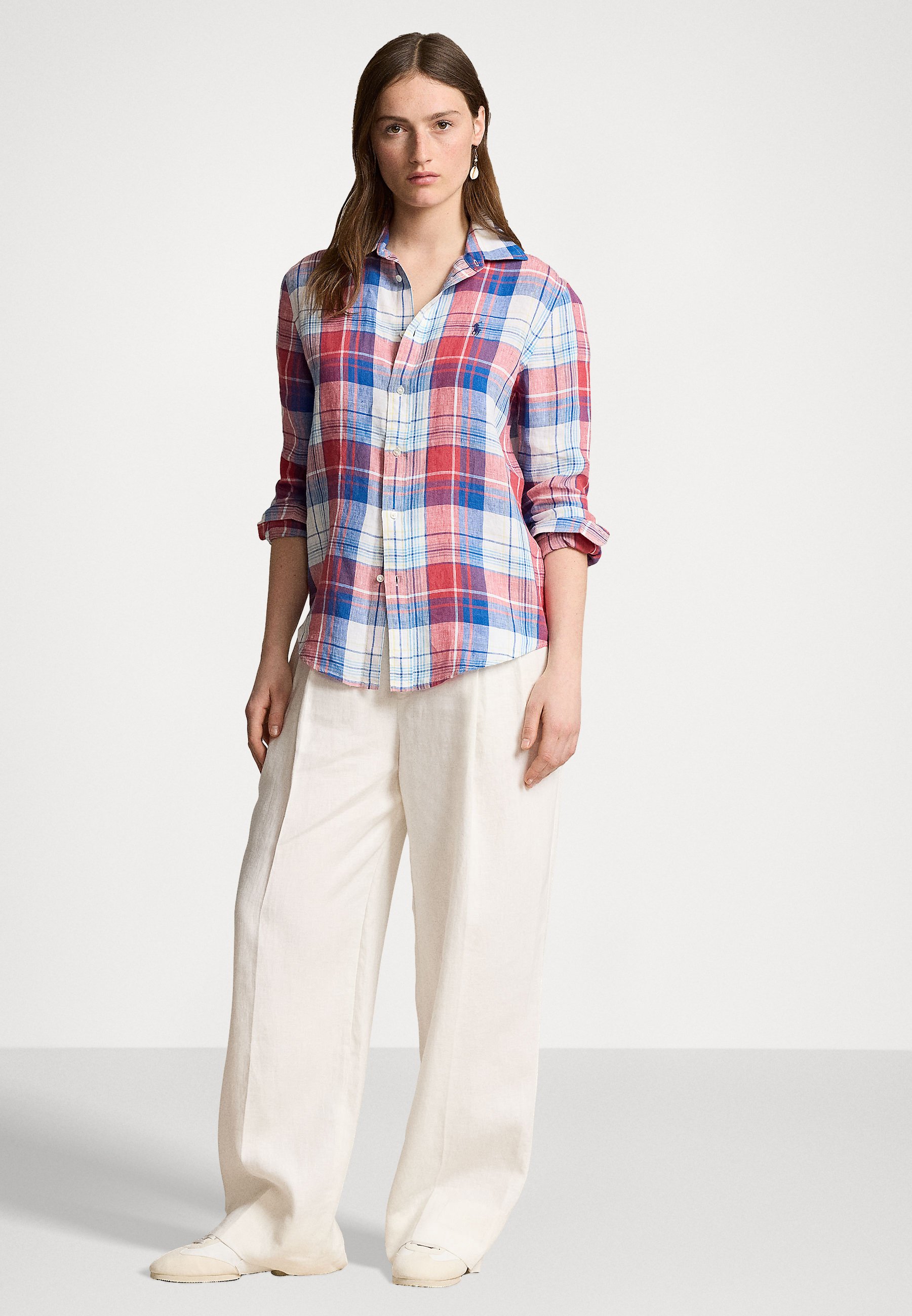 売れ筋商品|||ラルフローレン シャツ レディース トップス WIMBLEDON OVERSIZE FIT STRIPED COTTON SHIRT - Button-down blouse - moss agate/ceramic white Polo Ralph Lauren WIMBLEDON OVERSIZE FIT STRIPED COTTON