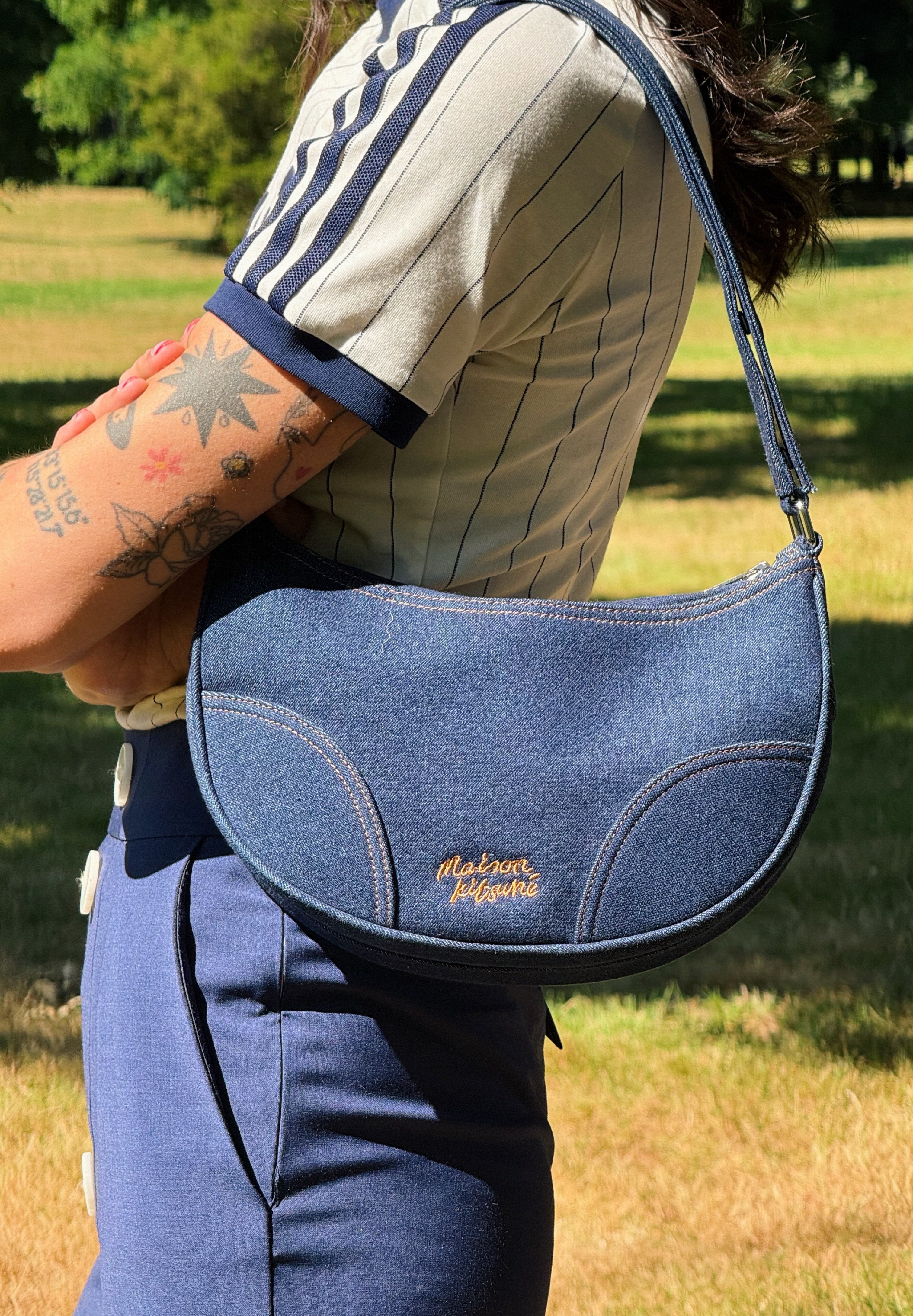 Maison Kitsune ■ Boogie Moon Bag Denim - INDIGO BOOGIE MOON BAG DENIM | Maison Kitsuné