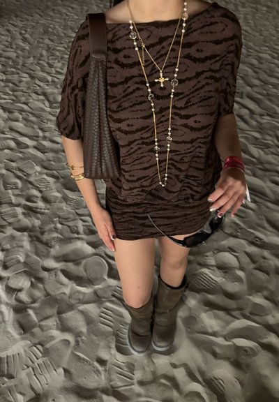 Jaded London OPHIDIAN DEVORE BACKLESS MINI DRESS - Jersey dress - brown -  Zalando