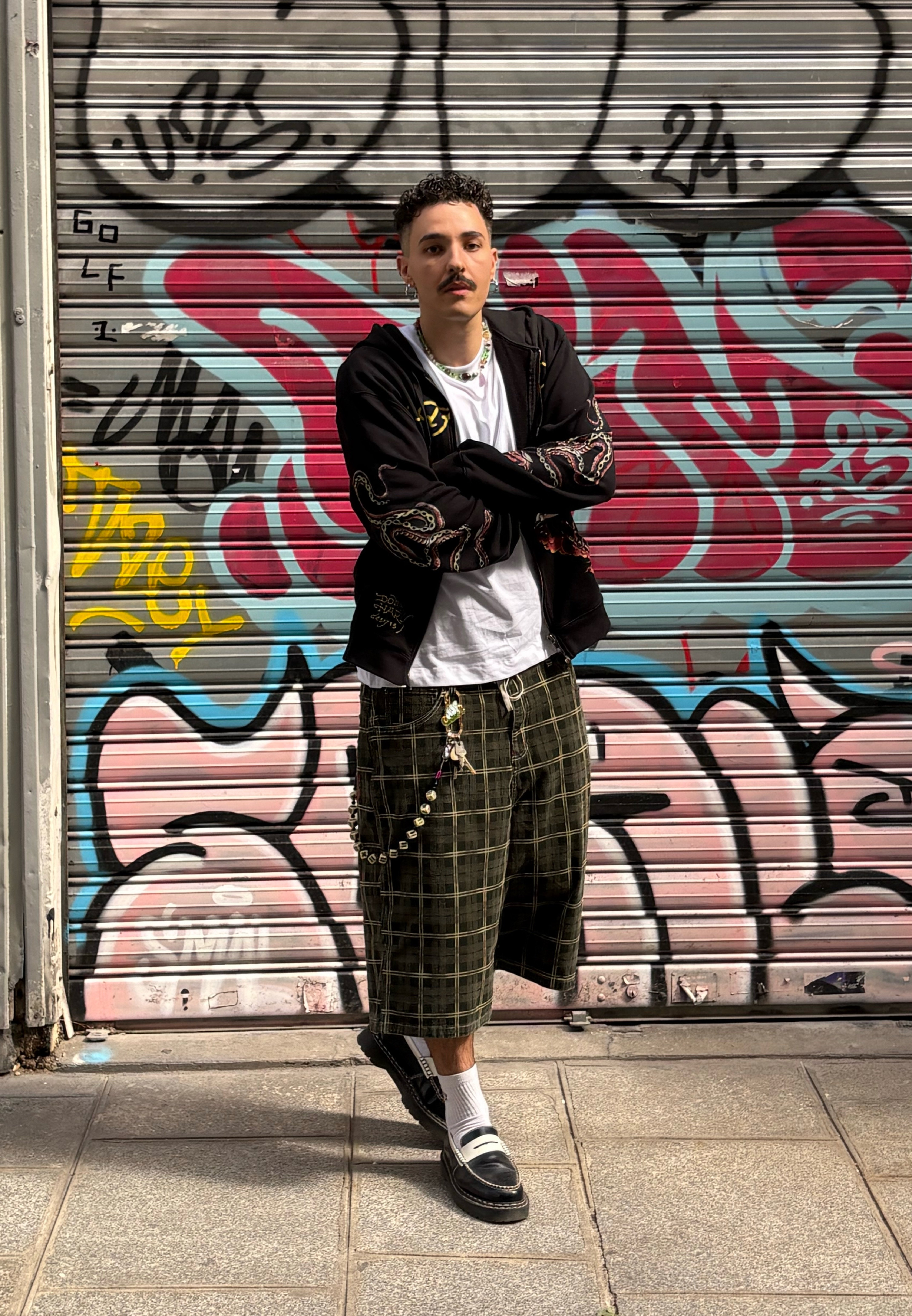Jaded London BROOKLYN JUMBO JORTS UNISEX - Shorts - green check