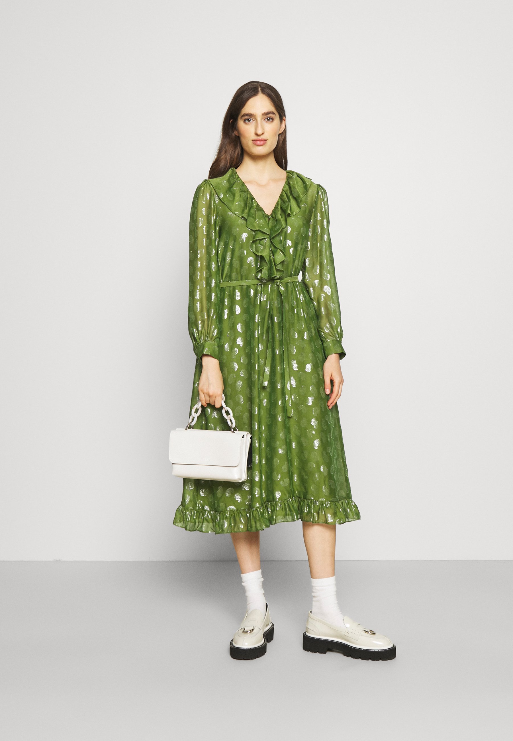 Alexa Chung CELESTE MIDI DRESS - Vestito elegante - fern green/silver/verde  - Zalando.it