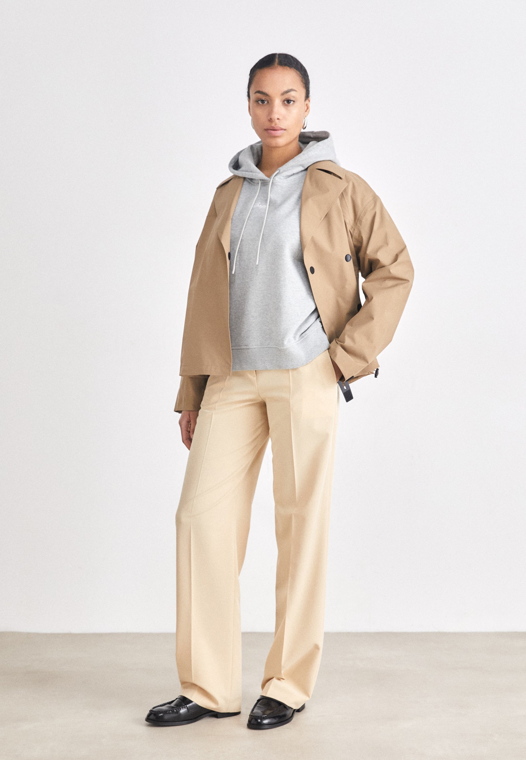 Weekday IRINA HEAVY HOODIE - Sweatshirt - grey melange/black