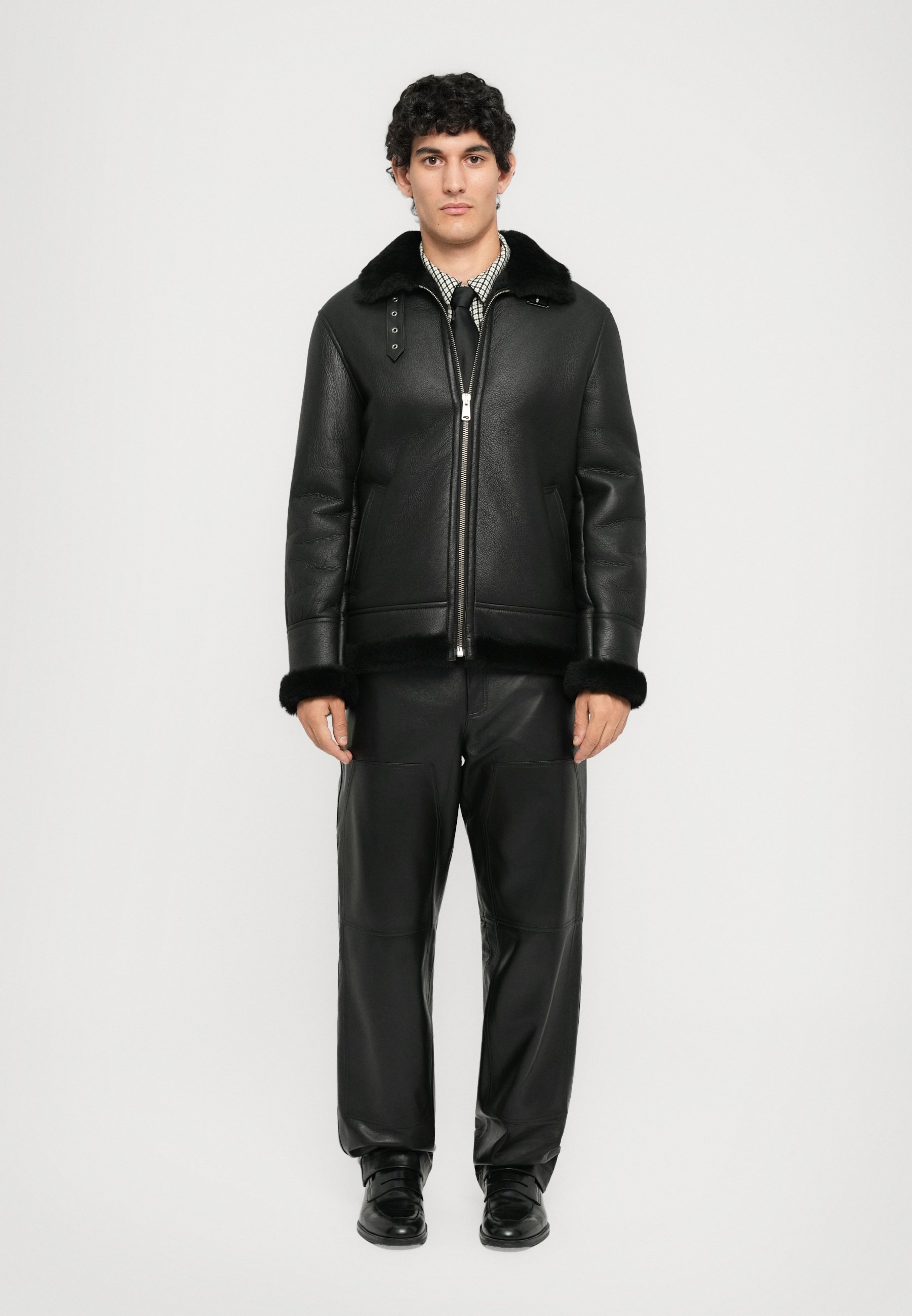 Jack & Jones JORCOLE AVIATOR JACKET - Faux leather jacket - black