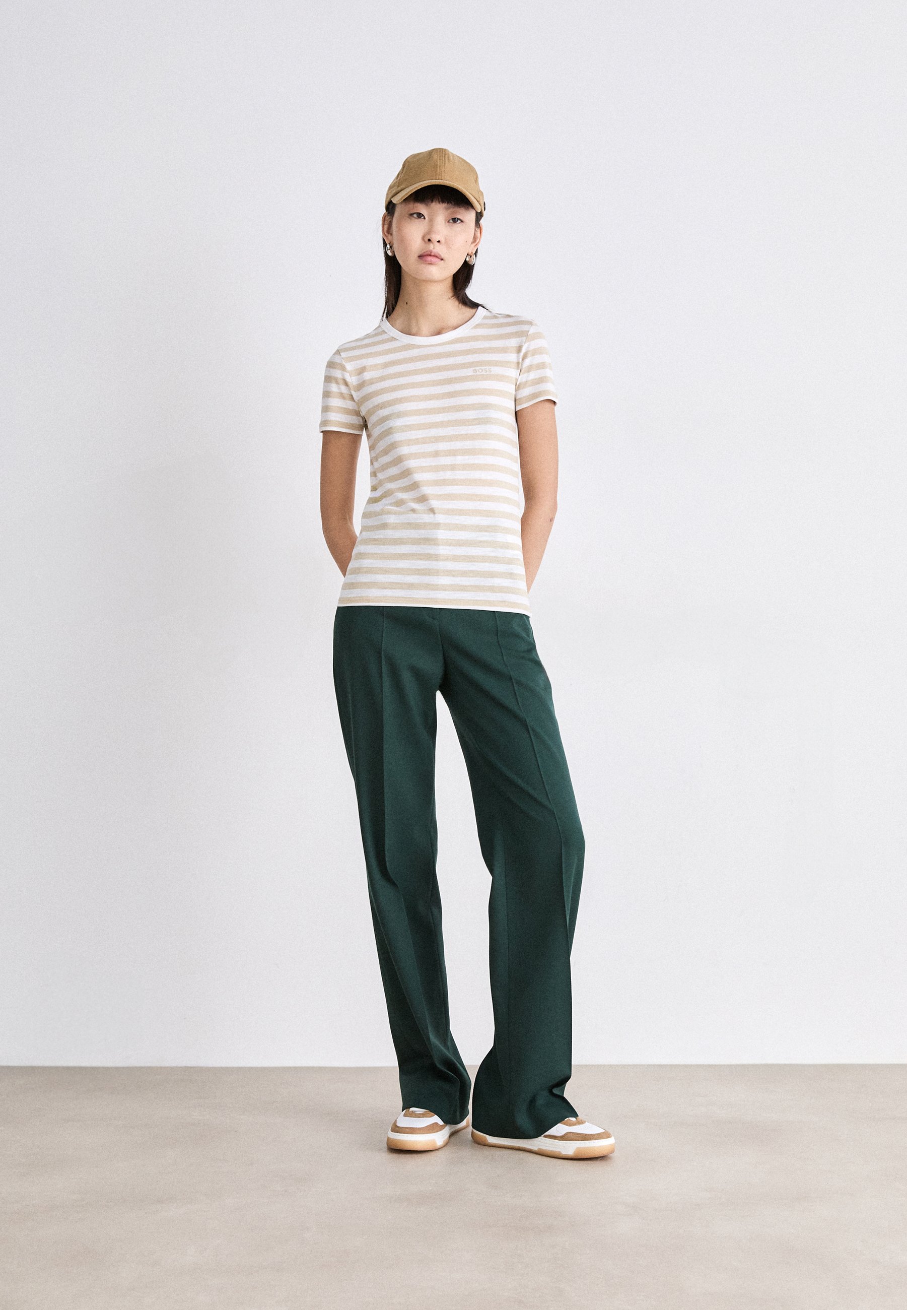 BOSS EPKA STRIPED - Print T-shirt - open miscellaneous/sand
