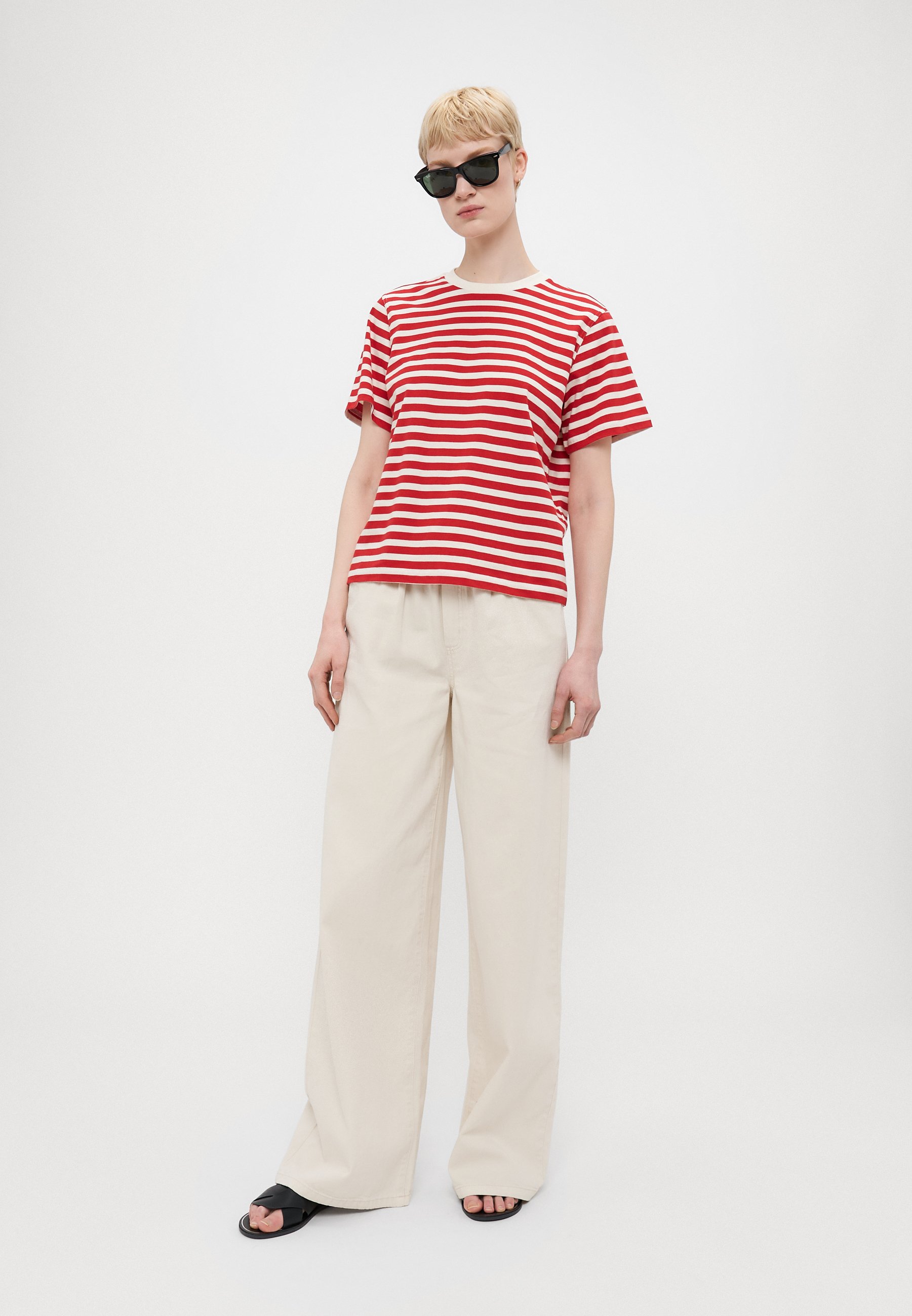 売れ筋商品|||トム テイラー デニム Tシャツ レディース トップス STRIPED BOXY  - Print T-shirt - white red pink stripe TOM TAILOR DENIM STRIPED BOXY - Print T-shirt - white red