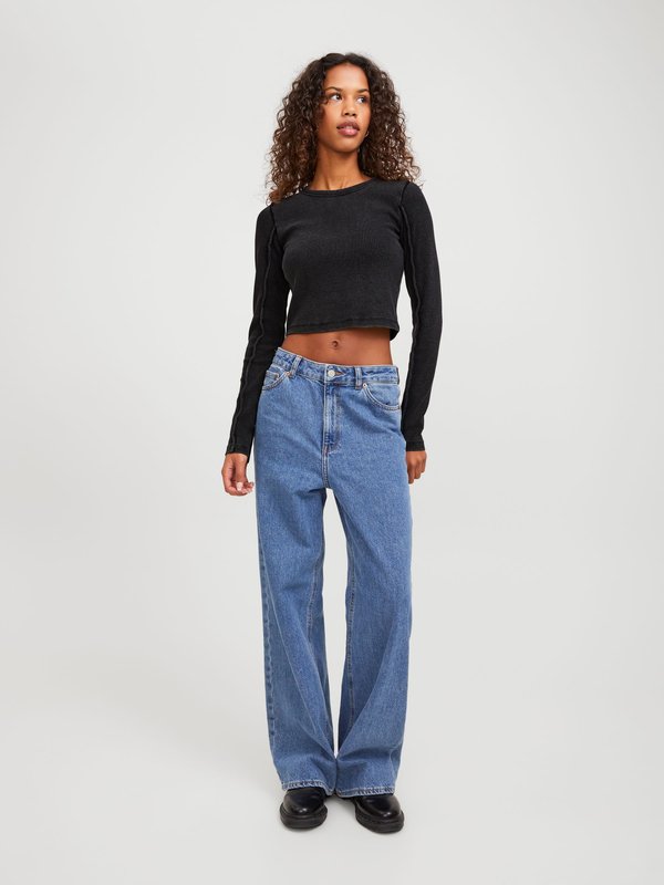JACK & JONES Jxfeline Str Ls Rib Tee Jrs Noos, Canotta, Cerise, M Donna