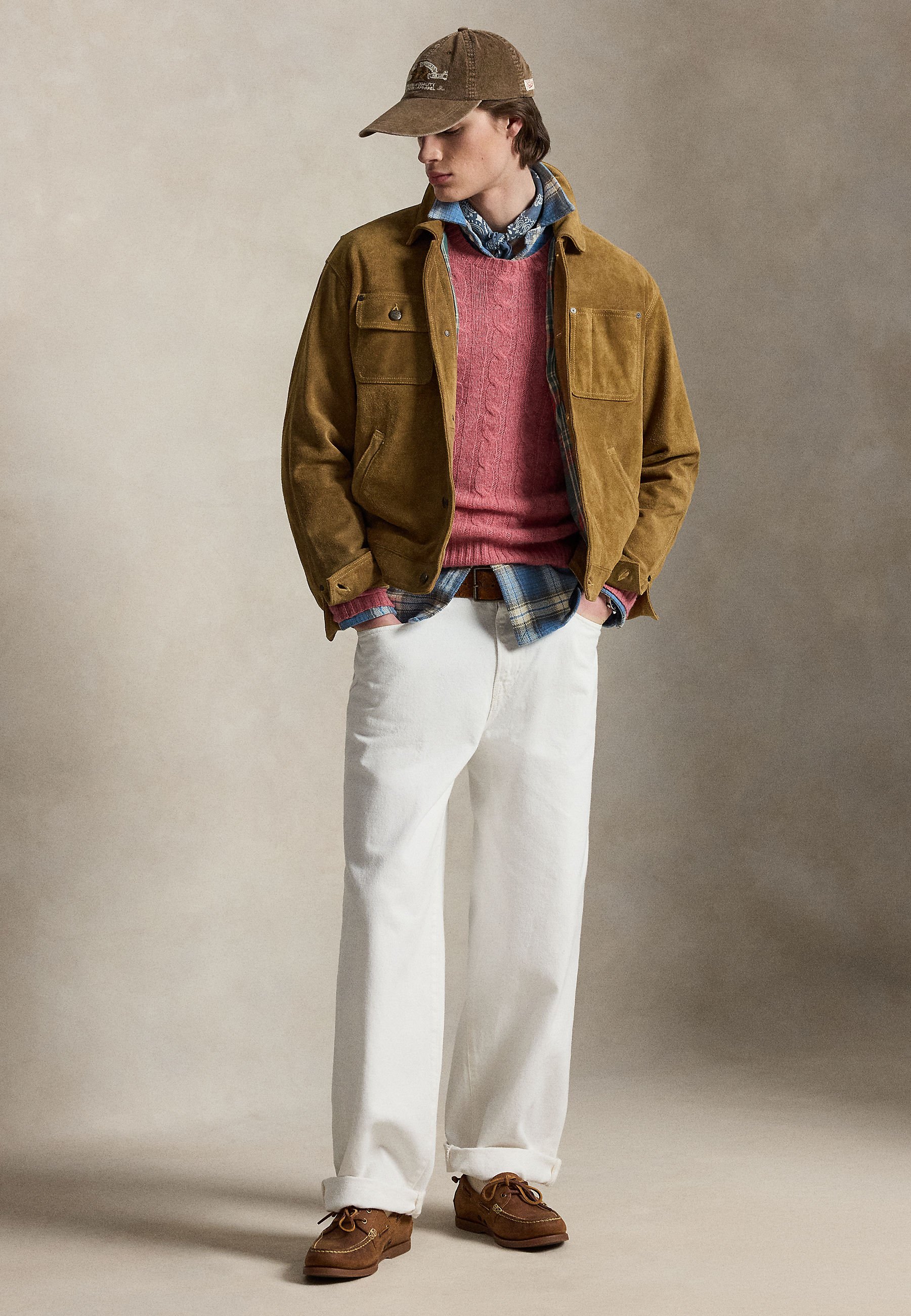 Polo Ralph Lauren SUEDE JACKET - Leather jacket - desert khaki