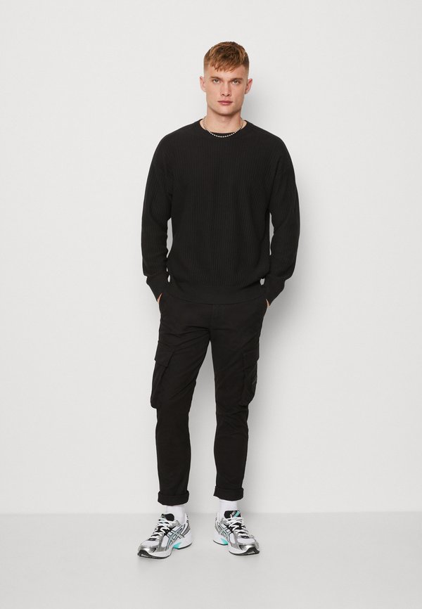 JACK&JONES PLUS Jjpannel Knit Half Zip Aw24 Pls Pull en Tricot, Noir, 3XL Homme