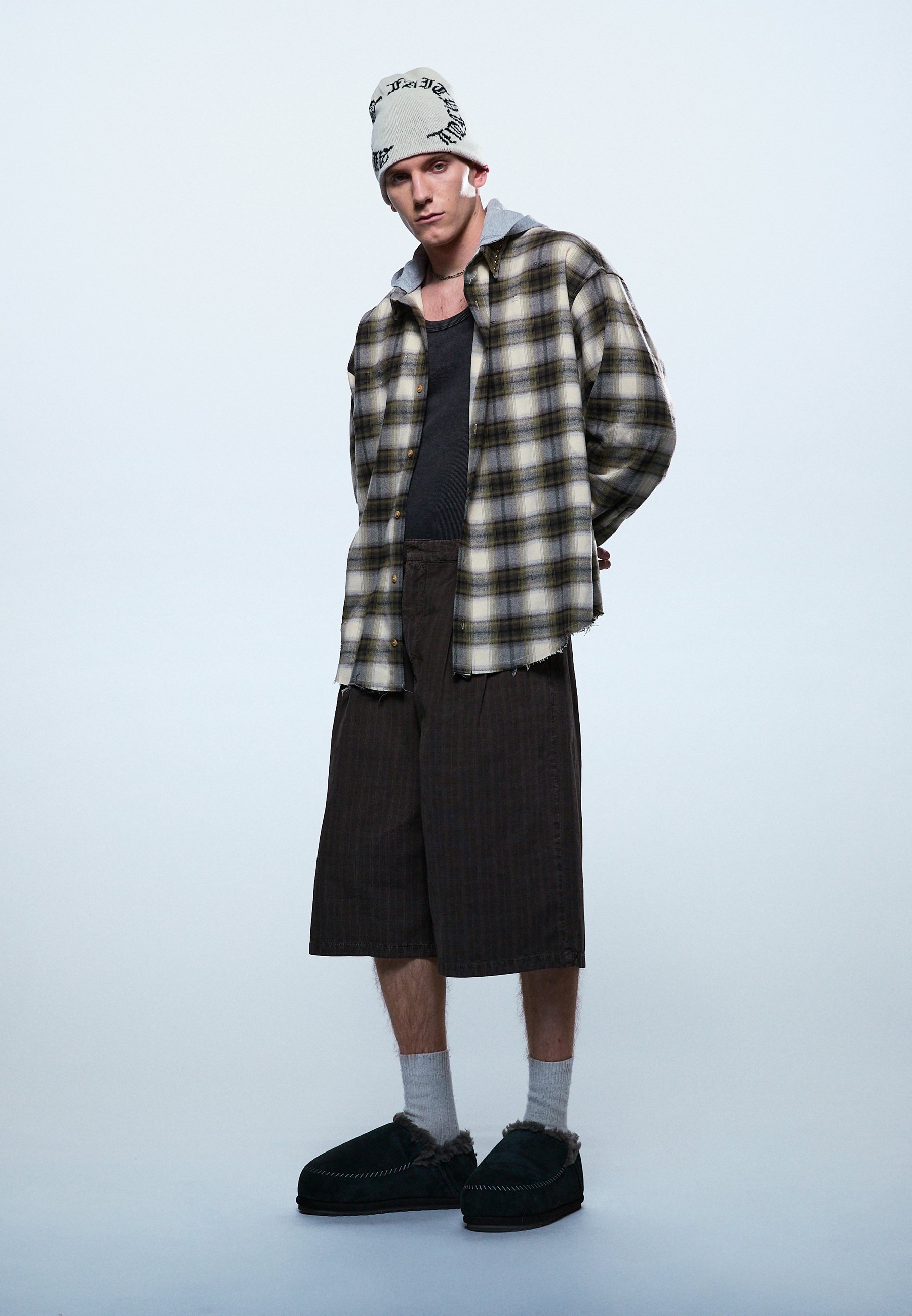 Jaded London BROOKLYN JUMBO JORTS UNISEX - Shorts - green check