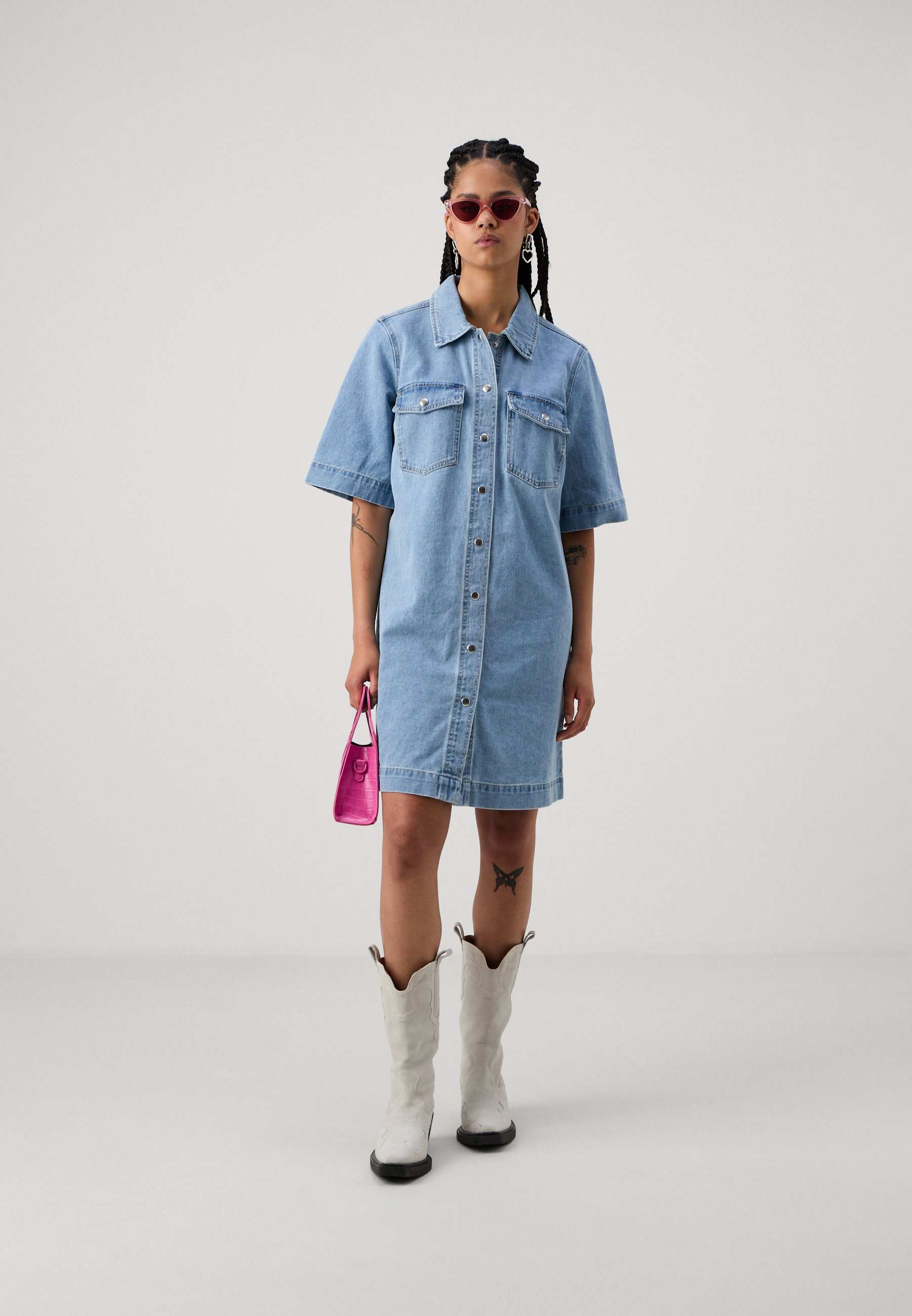 【関税&送料込】Sportmax Denim Fiorito Shirt Dress Sportmax Denim Fiorito Shirt Dress In Blue | ModeSens