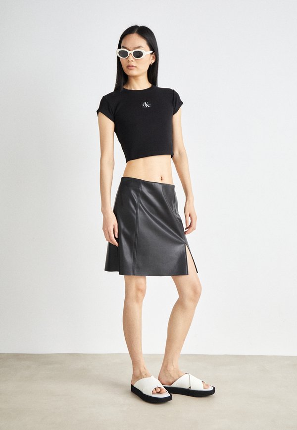 Noisy May - Nmclara Penny Pu Slit Skirt - 3939402 Black