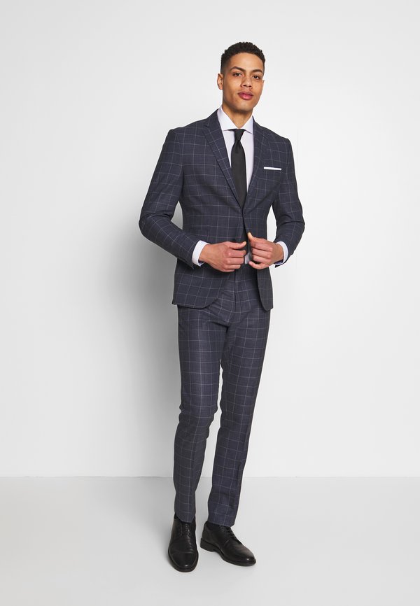 Selected Homme SLHSLIM MAZEAIR CHECK SUIT Suit dark blue/white/dark