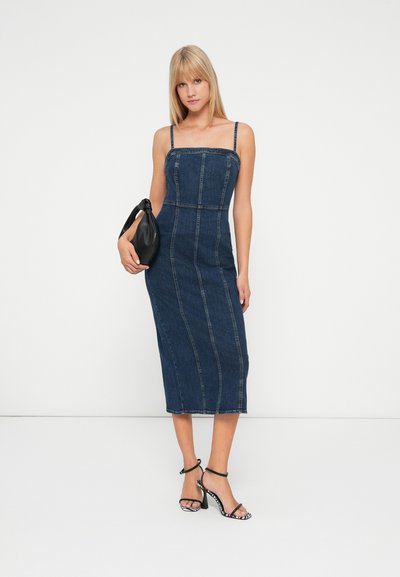 Levi's SEAMED BUSTIER DRESS - Denim dress - dark blue denim/dark-blue denim  - Zalando.co.uk