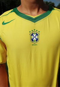 Sárga focimez zöld részletekkel, V-nyakkivágással, kék és sárga pajzs logóval öt csillaggal, valamint Nike logóval a vállon.