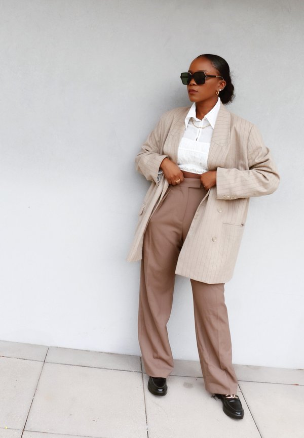 Pcbozzy Ls Loose Blazer Silver Mink