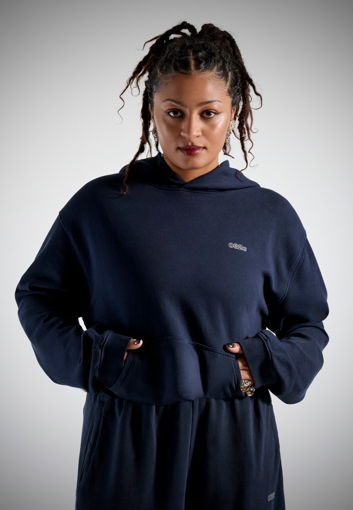 【032C】\"ROZSA VICTORIA\" HOODIE DARK BLUE RÓZSA VICTORIA