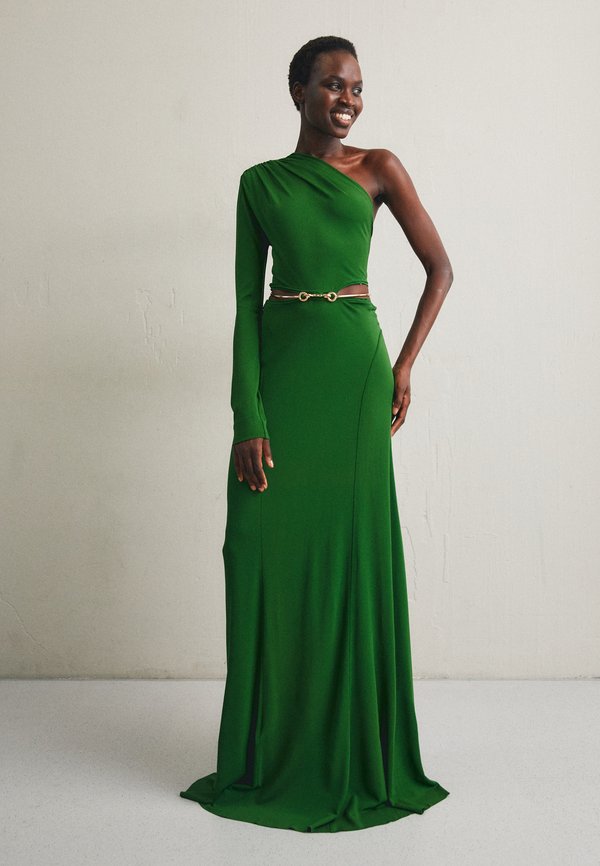 Victoria Beckham FLOORLENGTH ASYMMETRIC DRAPED DRESS Jerseykleid dark green/dunkelgrün