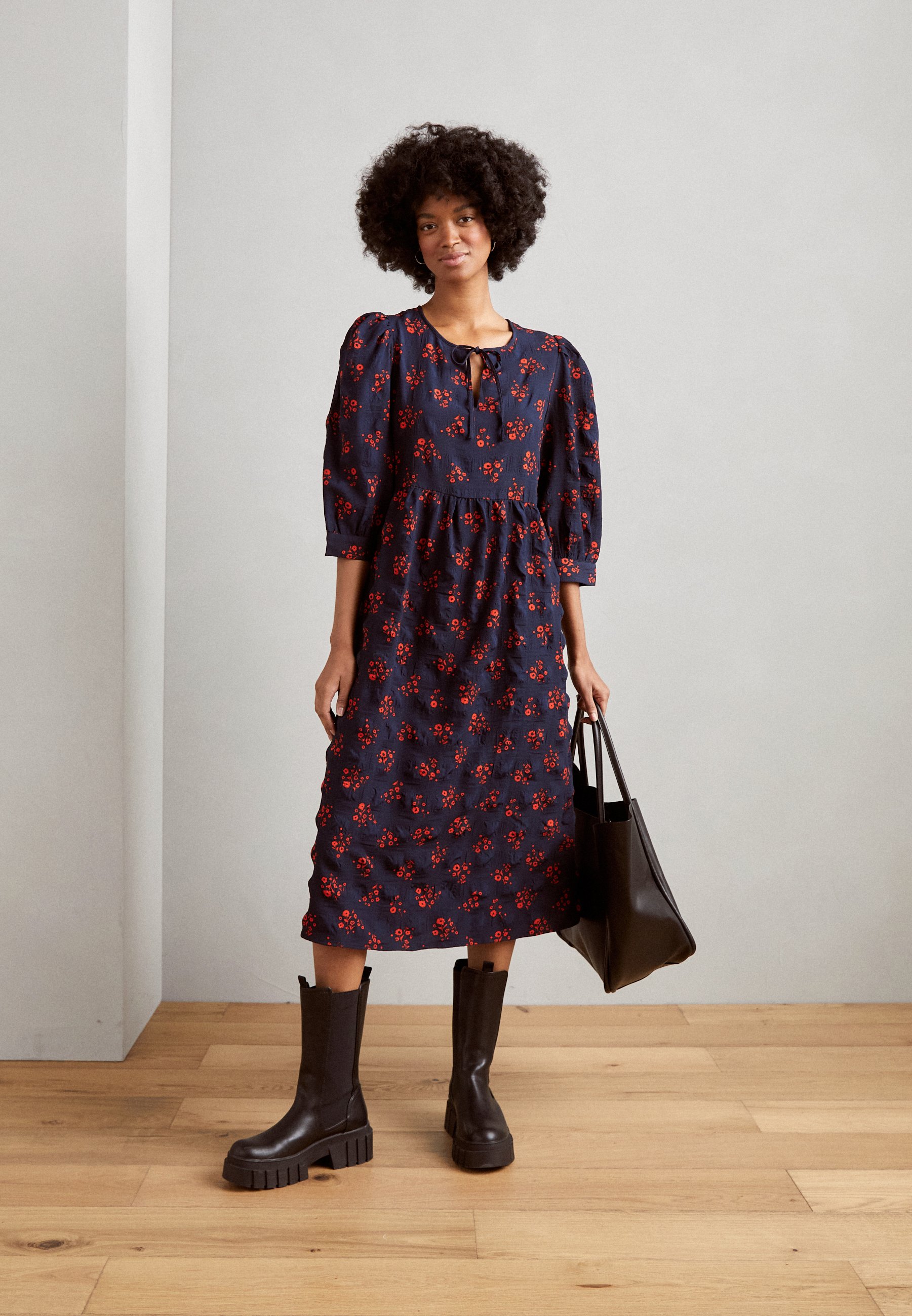 kate spade new york DOTTY FLORAL FLOUNCE DRESS - Day dress