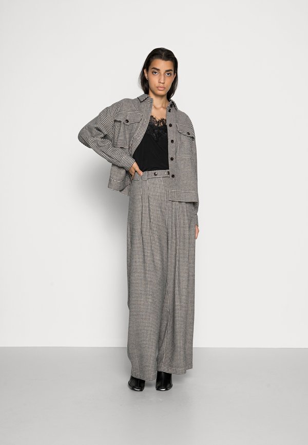 JDY - Jdygeggo Mia Long Check Pant - 3750952 Cobblestone Mini Check