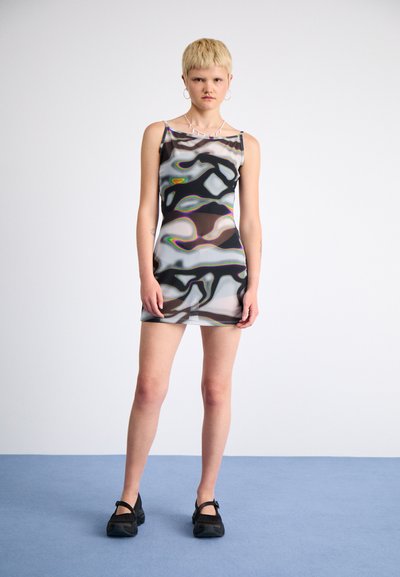 sachin and babi light blue dress Pre-Sale] Y2K Rainbow Sequins Deep V-Neck Backless Dress