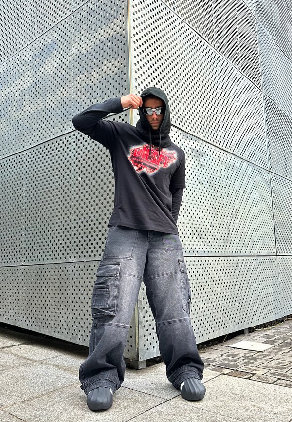 Jaded London MONSTER COLOSSUS CARGO Relaxed fit jeans black/black