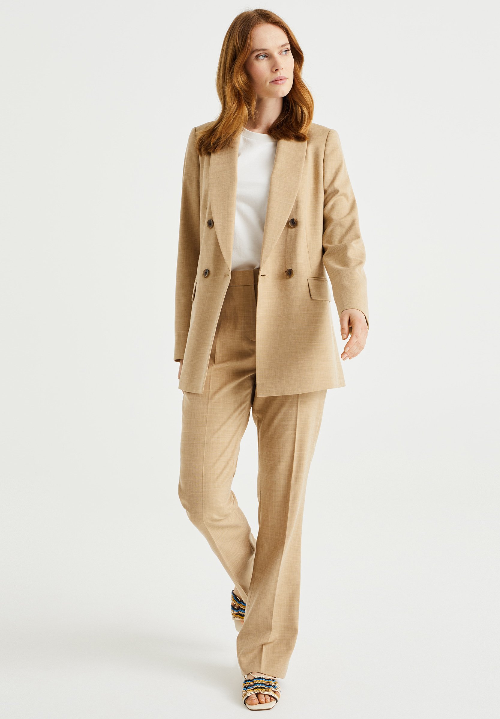 Ensemble Pantalon Et Veste Femme Creations GS Taille 48 - Gris, Polyester, Occasion Très Bon état