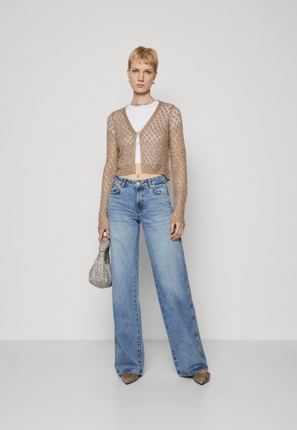 minnie high rise baggy wide leg cuffed jeans | blue stream