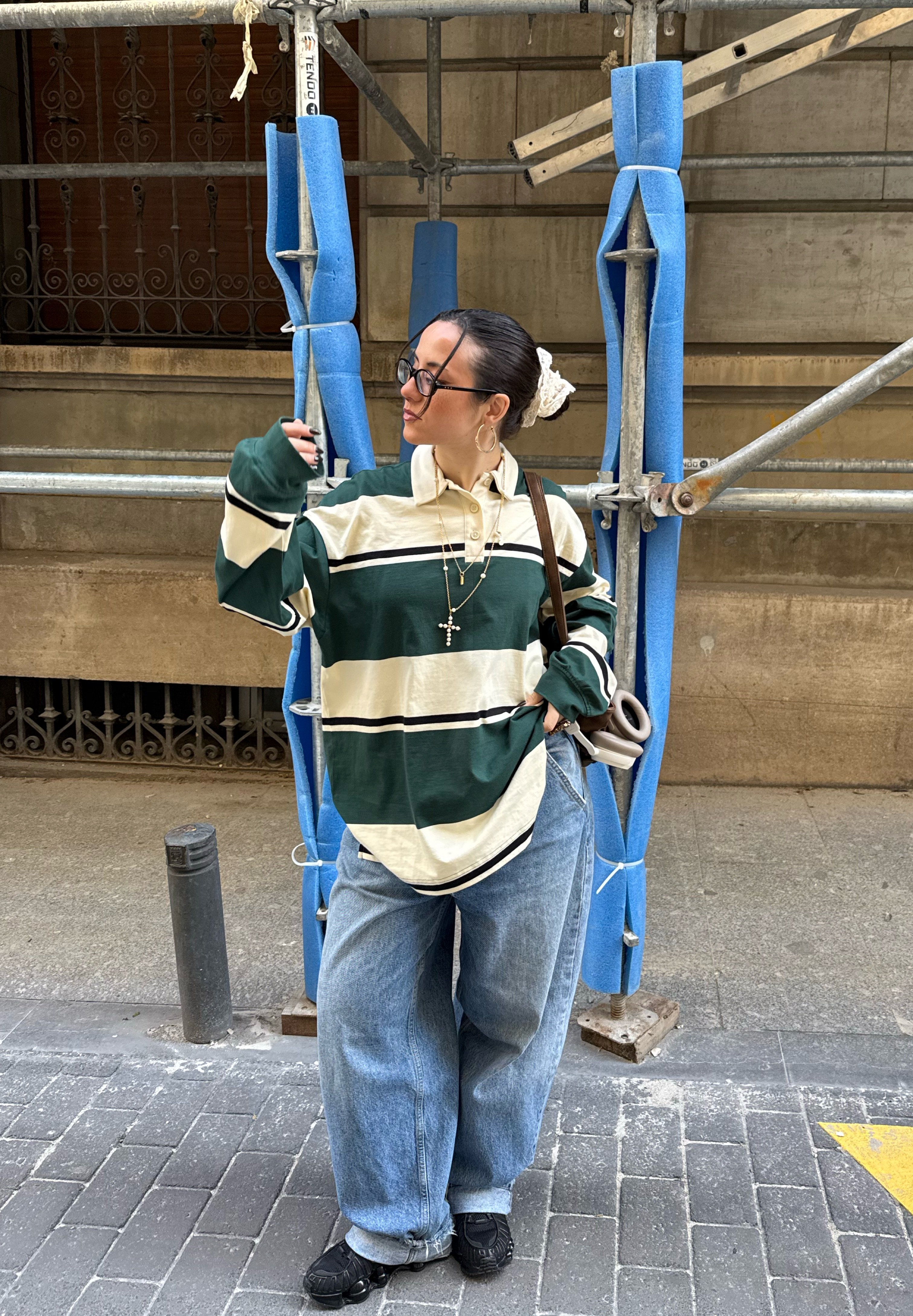 売れ筋商品|||ウィークデイ Tシャツ レディース トップス EMMA STRIPED OVERSIZED LONG SLEEVE - Polo shirt - yellow/green bf1ecd7288fb4e0fb5880f5e2232a4