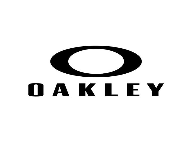 Zwart logo met een gestileerde "O" boven de tekst "OAKLEY" in vette, hoofdletters, die een modern en schoon ontwerp laat zien.