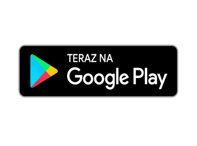 Čierny obdĺžnikový banner s bielym textom "TERAZ NA Google Play" a viacfarebným trojuholníkovým logom vľavo.