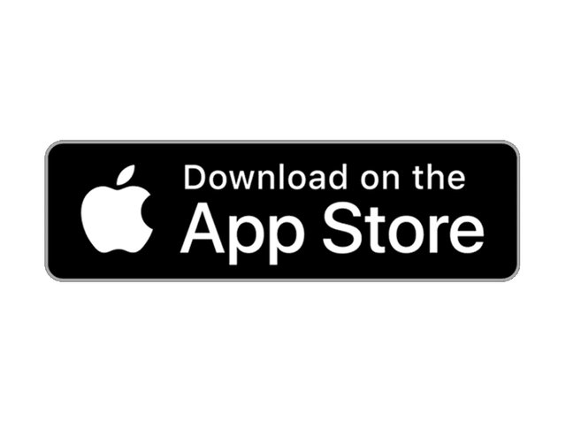 Black rectangular button with white text "Download on the App Store" and an Apple logo on the left. Clear, bold typography.
