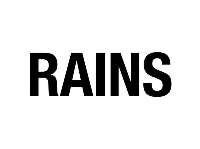Zwarte vetgedrukte tekst met het woord "RAINS" op een witte achtergrond. Het lettertype is schreefloos, met een schoon, modern ontwerp.