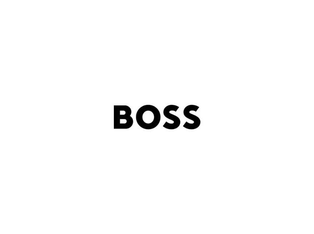 Le mot BOSS en lettres majuscules noires en gras centré sur un fond blanc.