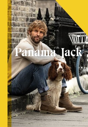 Braune Leder-Ankle-Boots mit Gummisohlen, mit Schnürdesign. Lässiges Outfit mit cremefarbenem Pullover und blauen Jeans. Neben einem Hund sitzend.