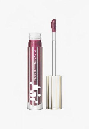 Gloss à lèvres MAC dans un tube transparent avec des accents brillants dorés et blancs à rayures. Contient un produit rose foncé scintillant et un applicateur en mousse.