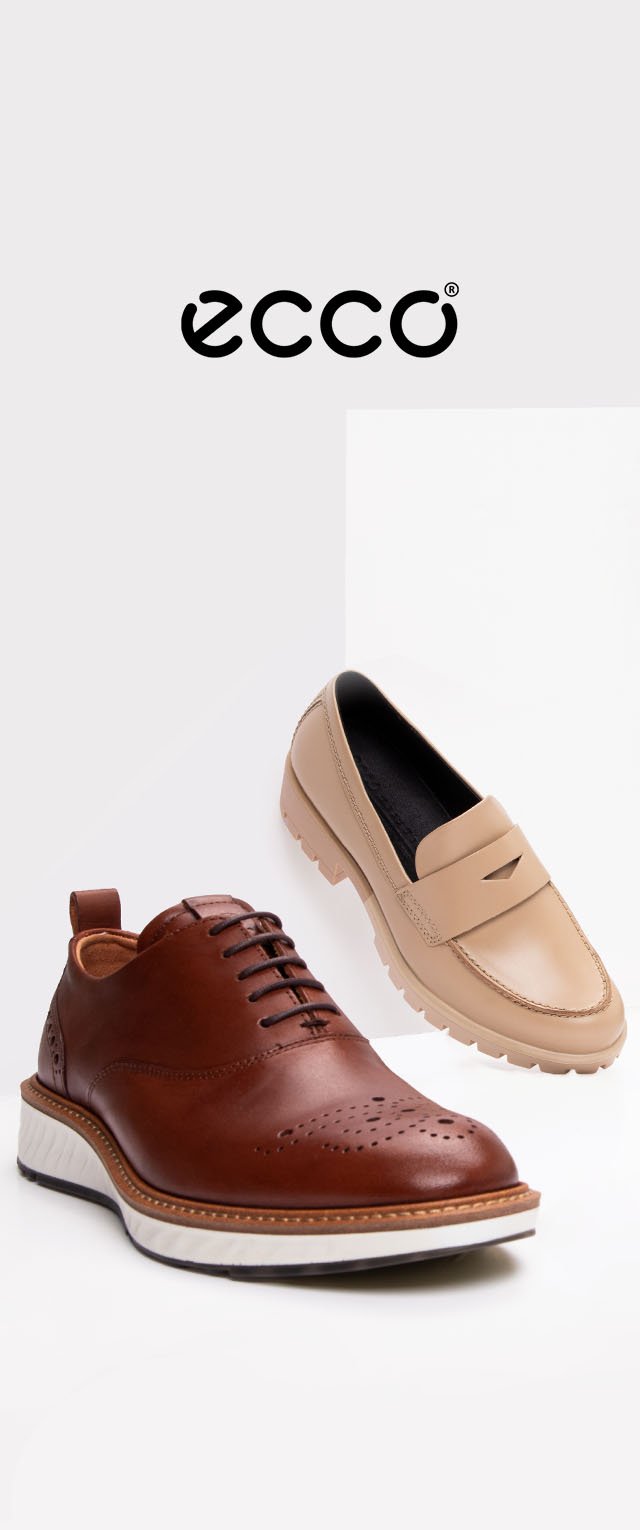 Scarpa in pelle marrone con lacci e design perforato, affiancata da un mocassino beige senza lacci con interno nero.