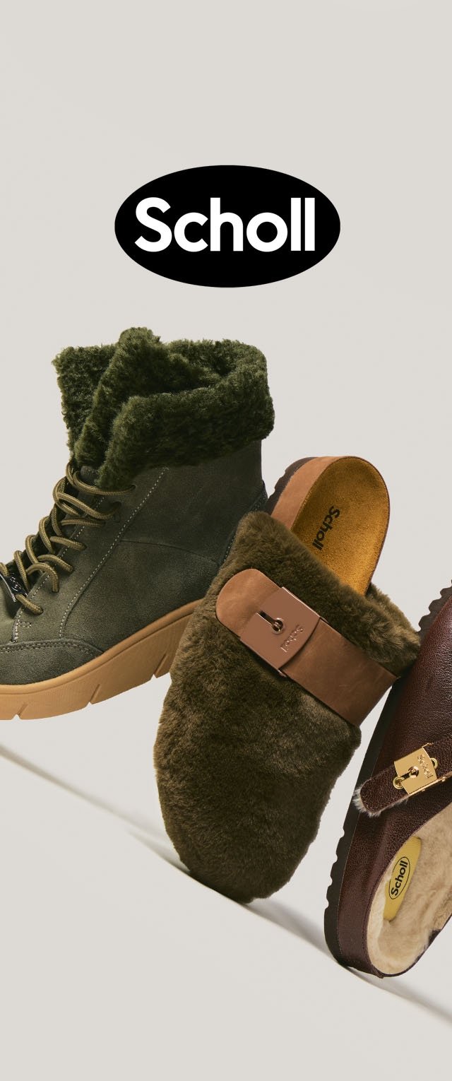 Grüne Wildlederstiefel mit Fellfutter und braunen Gummisohlen, daneben dunkelbraune Hausschuhe zum Hineinschlüpfen mit Fellakzent und Riemendetail, markiert.