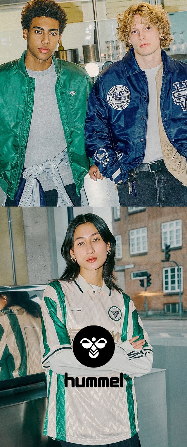 Two individuals wear jackets; one in a green satin bomber, the other in a dark blue satin jacket. The third person wears a striped polo.