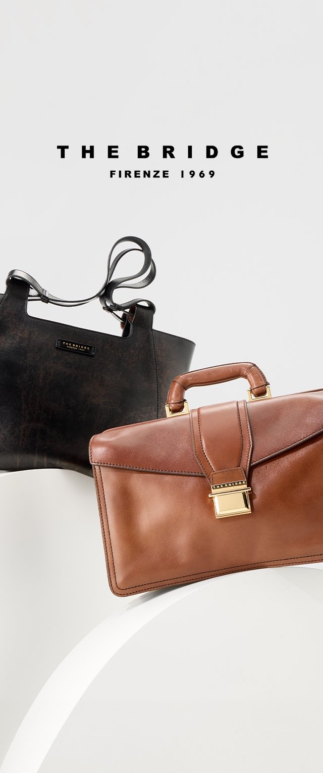 Deux sacs : un tote noir texturé avec des poignées doubles et une mallette en cuir marron avec un fermoir en métal doré et un design structuré.