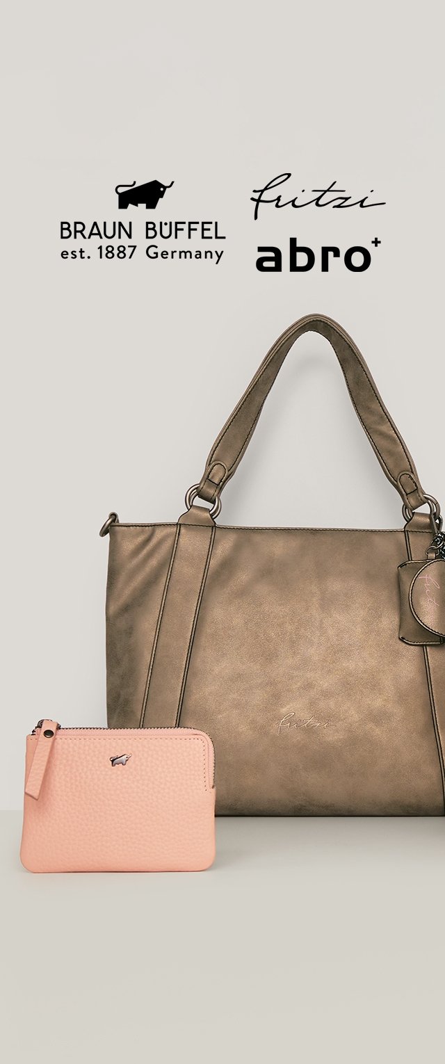 Bronzen handtas met dubbele handvatten, gestructureerd oppervlak en logodetail; gecombineerd met een roze gestructureerde pasjeshouder met rits.